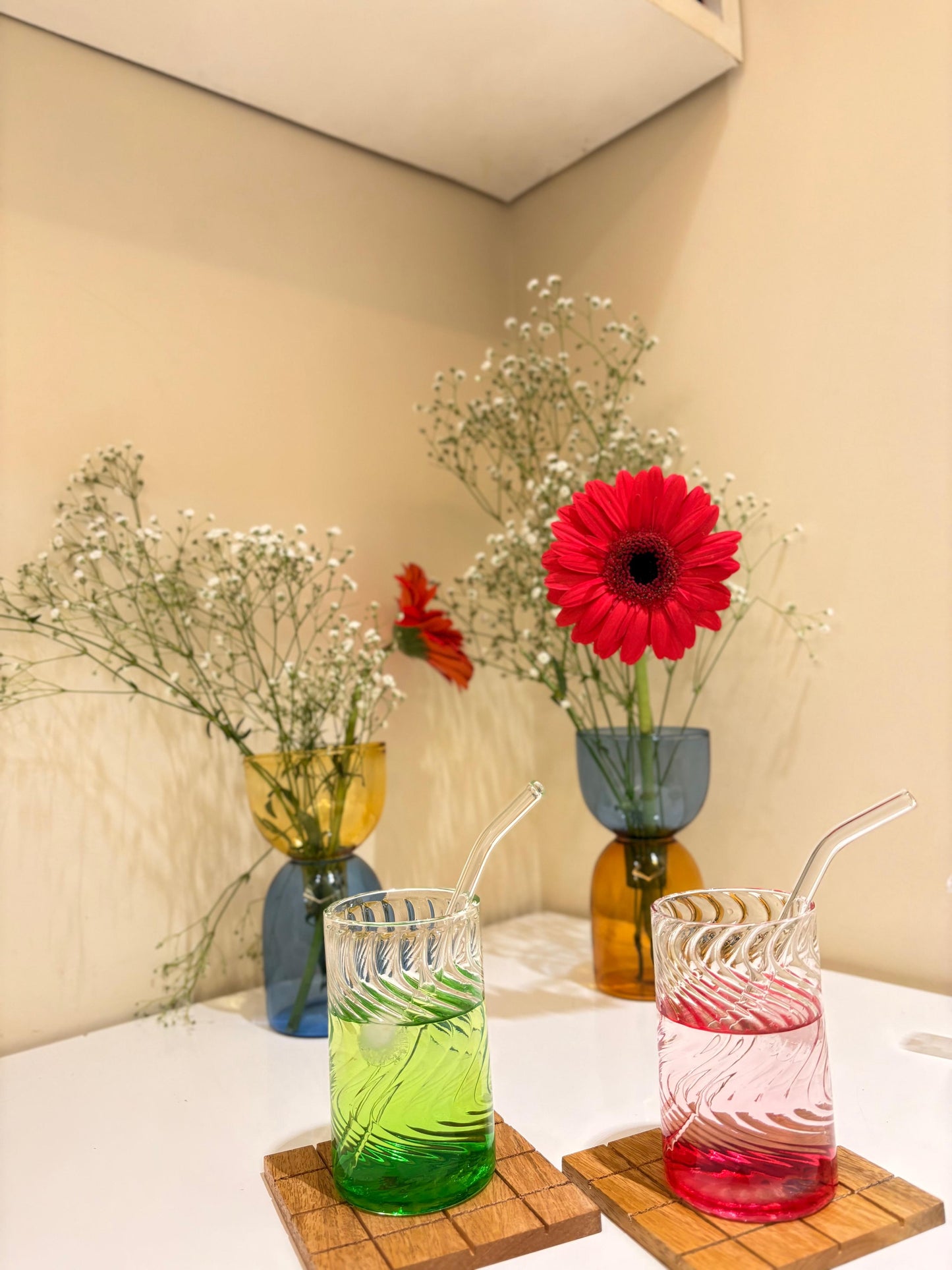 Textured Glasses (set of 6 borosilicate textured glasses)