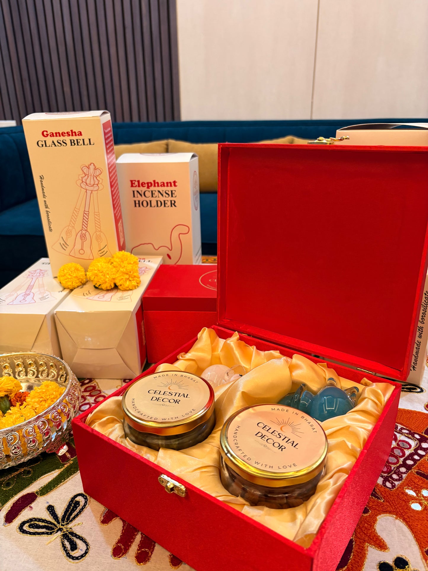 Dry Fruits & Elephant Incense Holder Gift Box