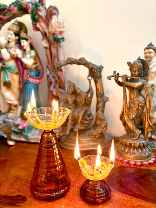 short glass diya