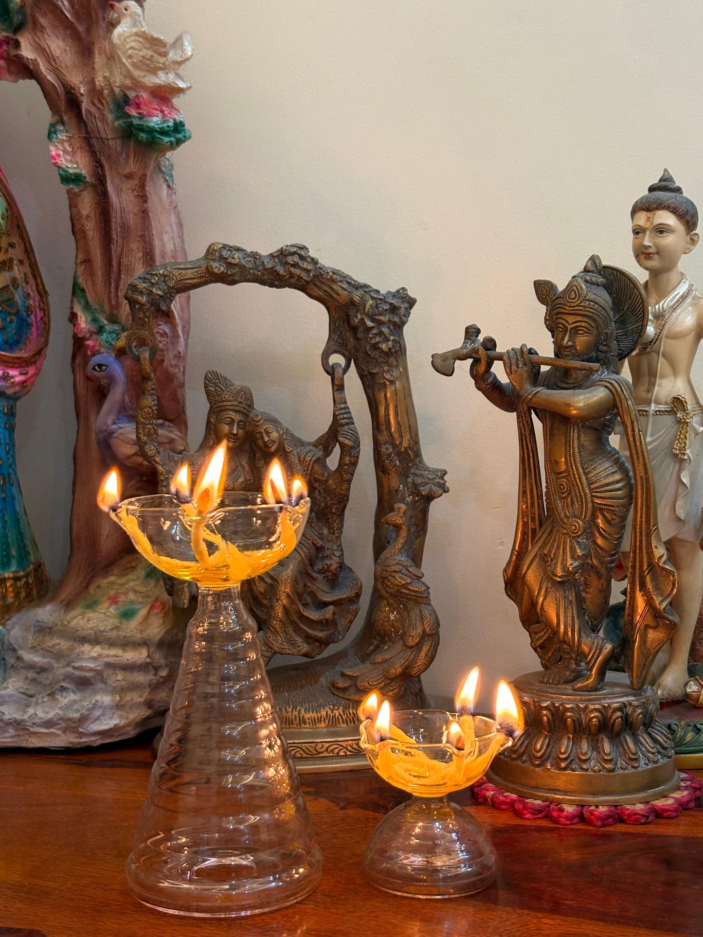 short glass diya