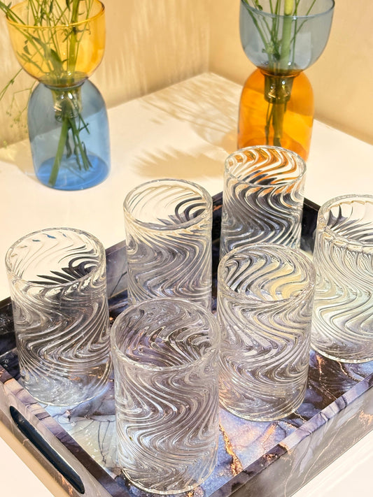 Textured Glasses (set of 6 borosilicate textured glasses)